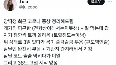 앙딱정 최근 코로나 증상 정리해드림