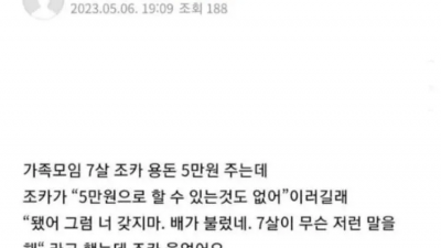 조카한테 용돈 줬다 뺏은 삼촌