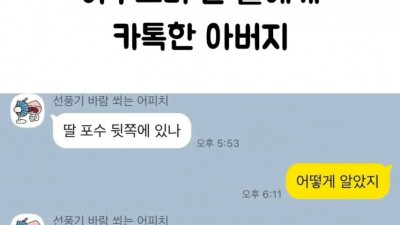 야구보러 간 딸에게 카톡한 아부지