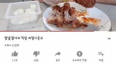 많이 불편한 양념 닭다리 먹방