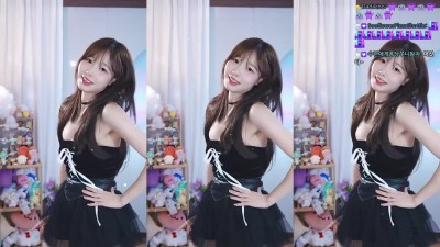 검정 스트랩 오프숄더 의상 찰랑이는 윗슴골 수련수련]