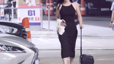 하지원 치어리더 블랙원피스 퇴근길