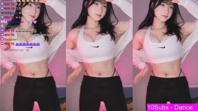 명아츄 흰 나이키 브라탑 팬티끈 극한까지 끌어올림
