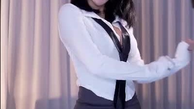 회색 초미니 교복 치마 입은 BJ 하루 셔츠 오픈 가슴골