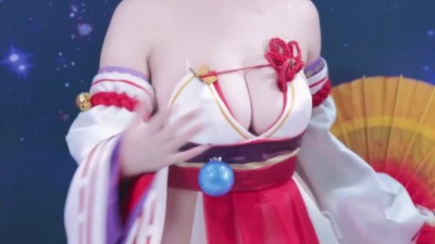 코스프레]코스어 쫑긋 아우터플레인 이나리 아메 코스프레 묵직한 가슴골